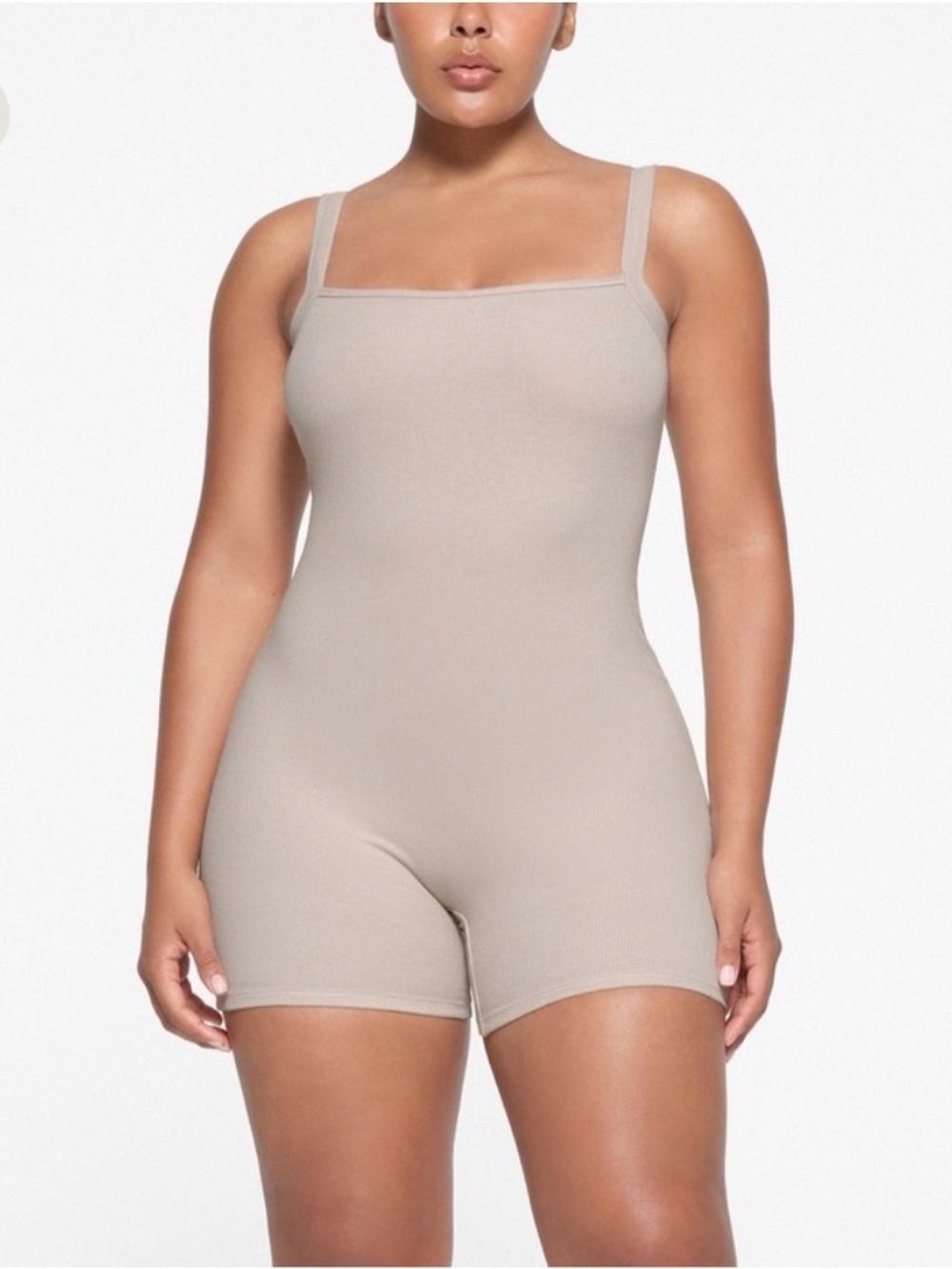 NWT SKIMS Cotton Rib Low Back Onesie in Stone - Size XL